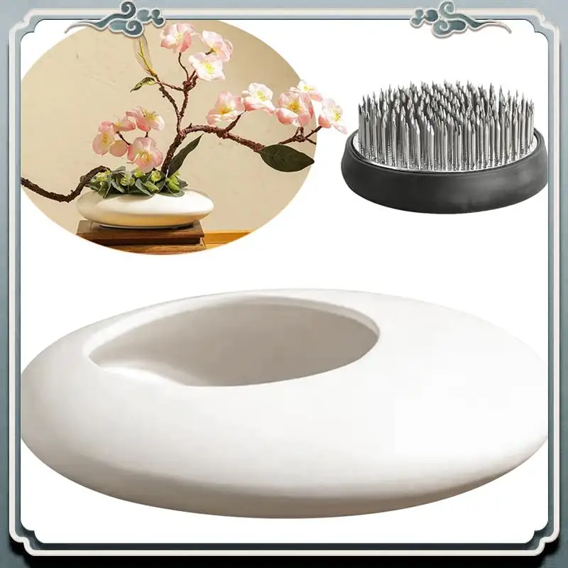 Durable Sentimental  Vase Set,Pebble Shaped Flower Arrangement Bowl With 2Inch Flower Frog Pin Frog Stem Holder