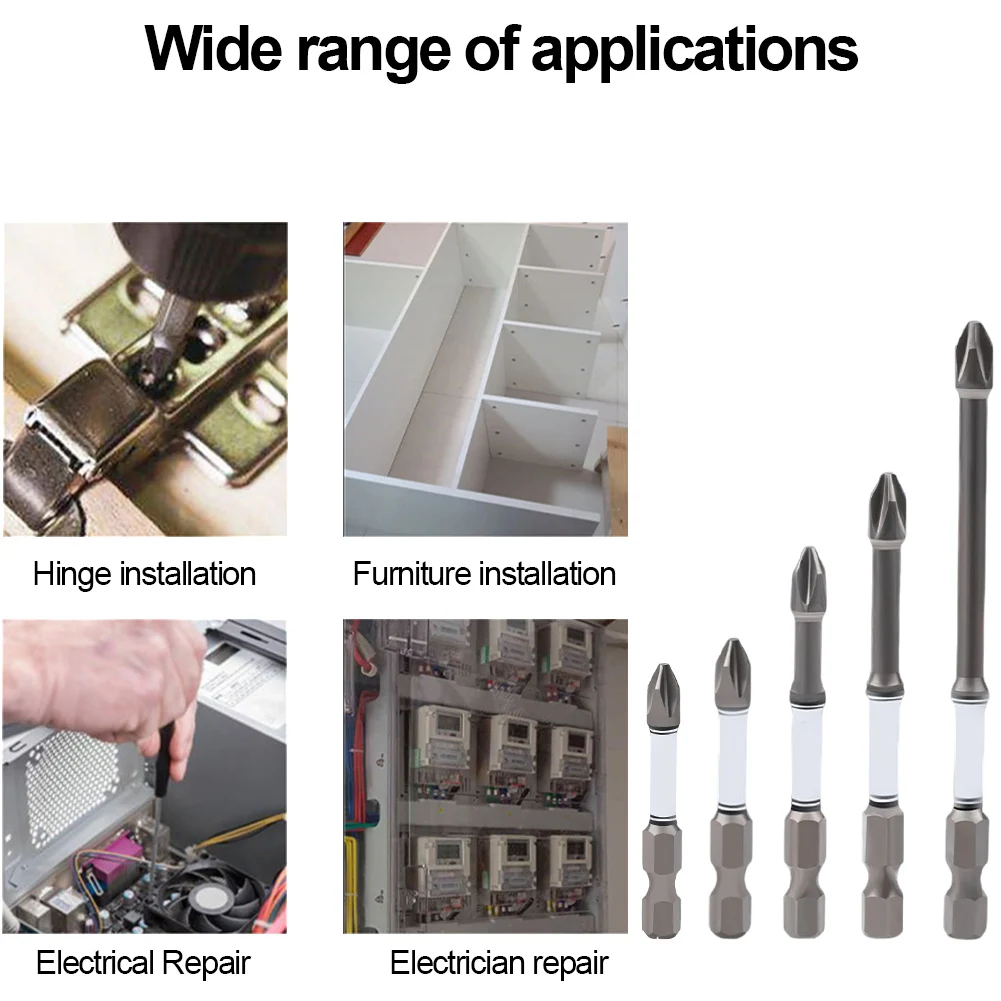 4/5pcs 1/4 Inch Hex Shank Cross Impact Driver Bits S2 Alloy Steel Impact Driver Bit Set Power Screwdriver Impact Drill Toolkit