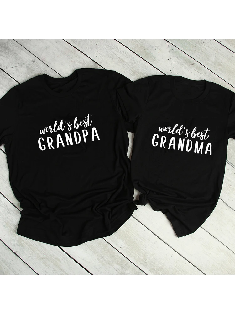 GrandMA GrandPA T Shirt Word's Best Grandpa/grandma Graphic Tshirt Casual Short Sleeve Grandma Grandpa Matching T-Shirts