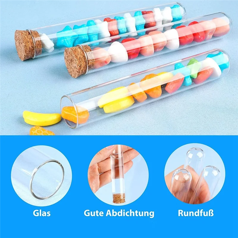 

PA-30 Pcs Test Tubes, Test Tubes With Corks Glass Test Tubes 20 x 150mm Test Tube For