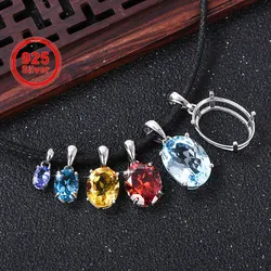 1pc Simple Oval Prong Bezel Settings For Gemstone CZ Stone Solid 925 Sterling Silver DIY Pendant Charm Tray Multi Sizes Optional