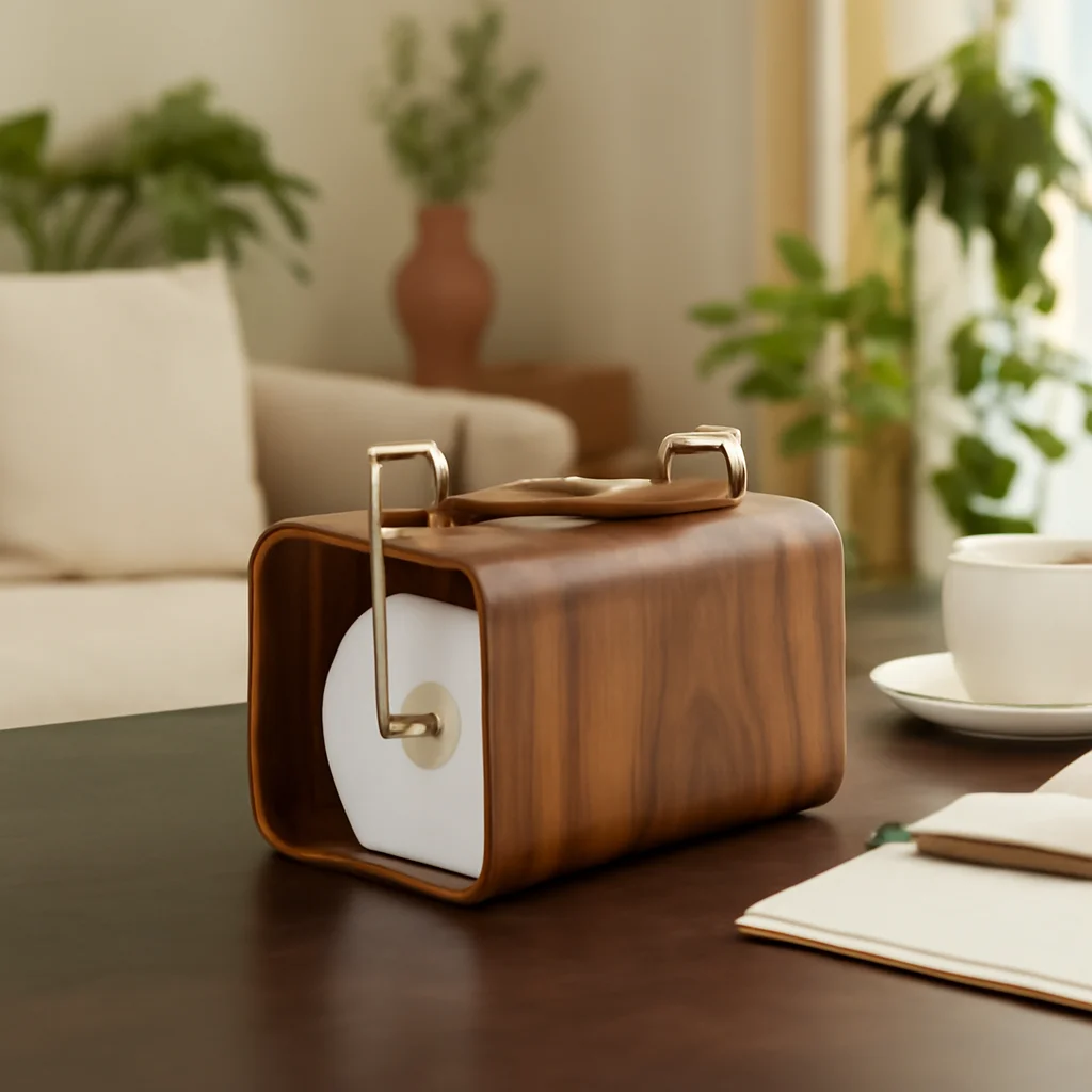 

Elegant and Practical Black Walnut Wood Tissue Paper Holder Nordic Style Tissue Box Holder with Simple and Chic Design