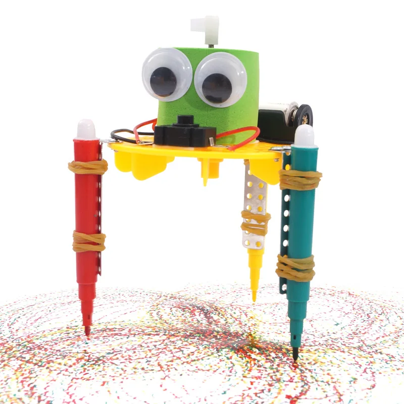 2024 Factory Price Graffiti Doodling Robot Model Science Educational Toys Kids Scribbler Diy Drawing Robot