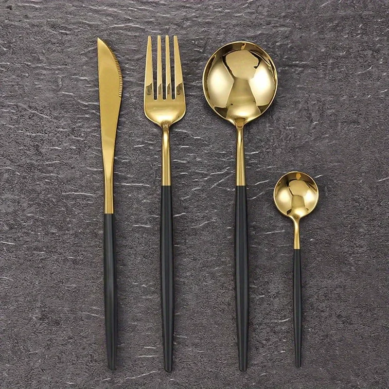 

24 pcs Cutlery Set Tableware Stainless Steel Dinnerware Dinner Tea Spoon Fork Knife Western Flatware Set