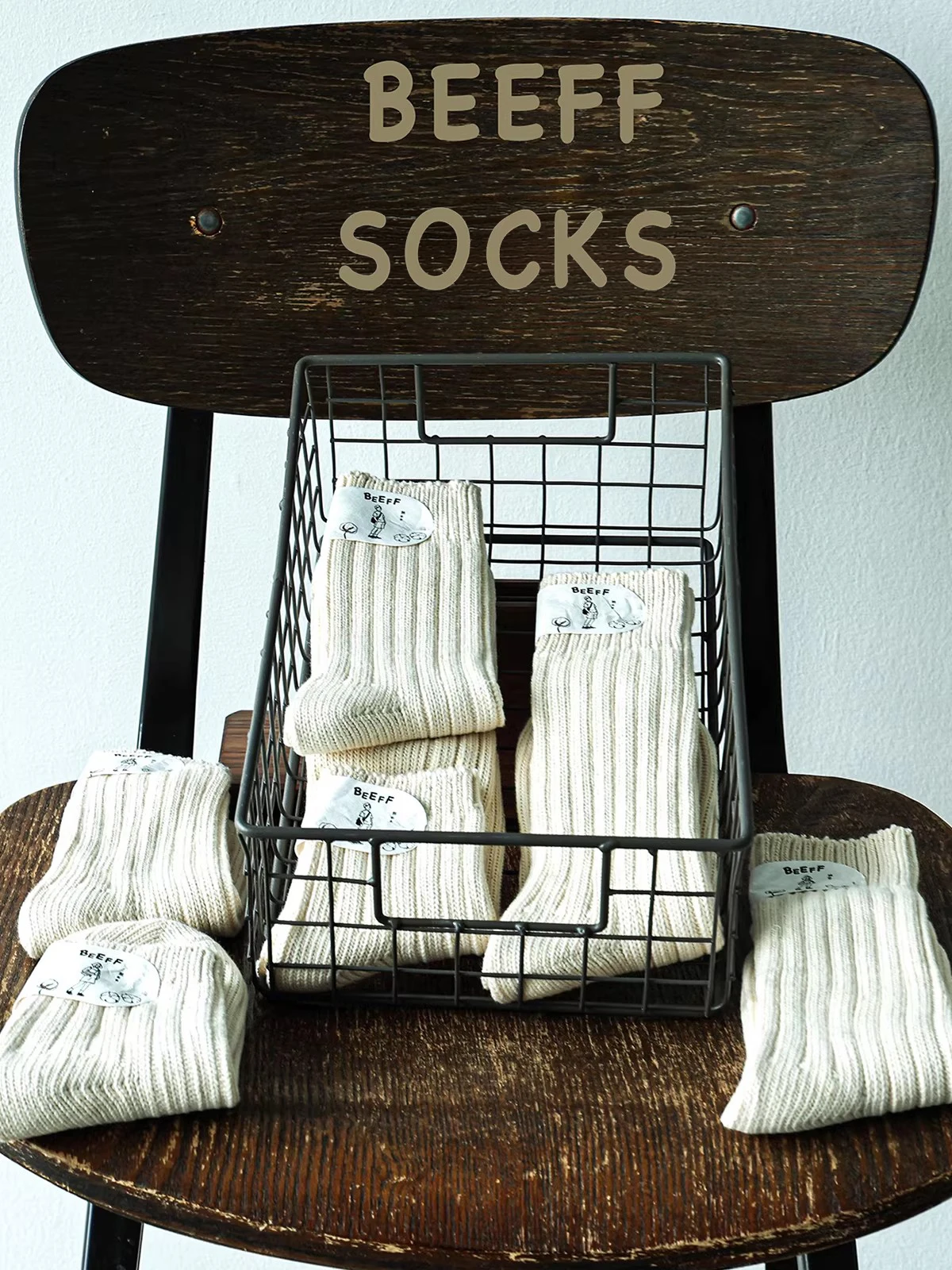 

BeefSos ex Organic Cotton Thi Warm Knitted Retro Japanese Sle Mid-Calf Chunky Sos Couple Matching Color