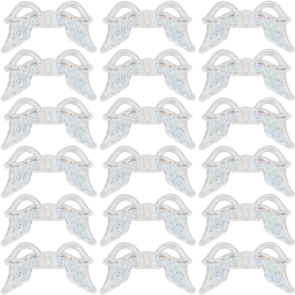 

1 Box 200Pcs Wing Bead Angel Beads Bulk Plastic Hollow Clear AB Transparent Small Fairy Guardian Wings Loose Spacers Beads