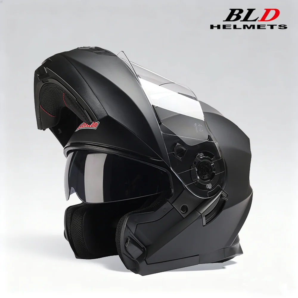 BLD modulaire motorfiets integraalhelm ECE opklapbaar dubbel anticondensvizier paarse vogel sportontwerp op voorraad volwassen mannen en vrouwen