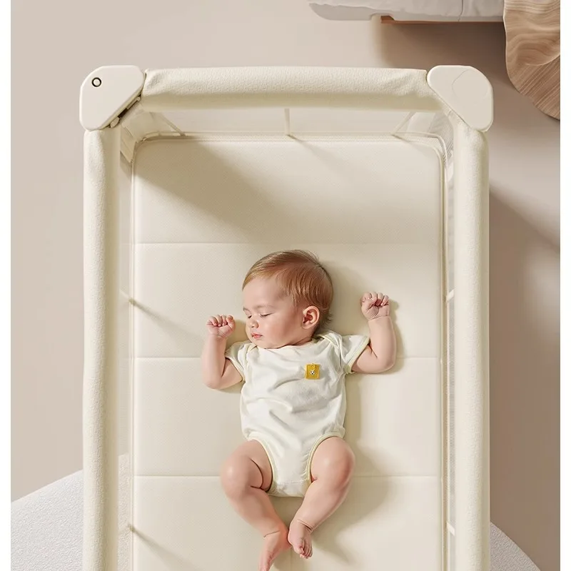 Massief houten splitbed, pasgeboren wieg, kinderbed, babyleuningbed