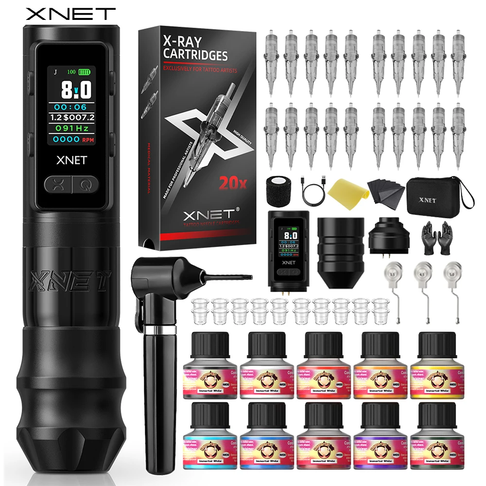 

Беспроводная тату-машинка XNET, полный комплект, бесщеточный двигатель 3,5/4,0/4,5/5,0, аккумулятор 2400, набор ручек для татуировки, когти XNET для начинающих