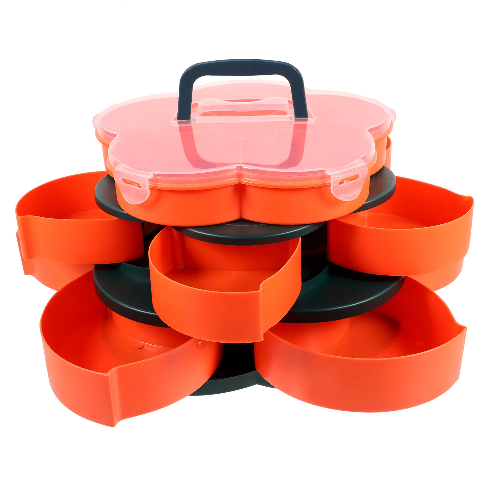 

1Pcs Three-Layer Rotating Snack Box Cyan Plastic Compartment Tray for Candy Dry Fruit Nuts Snack Storage Candy Case