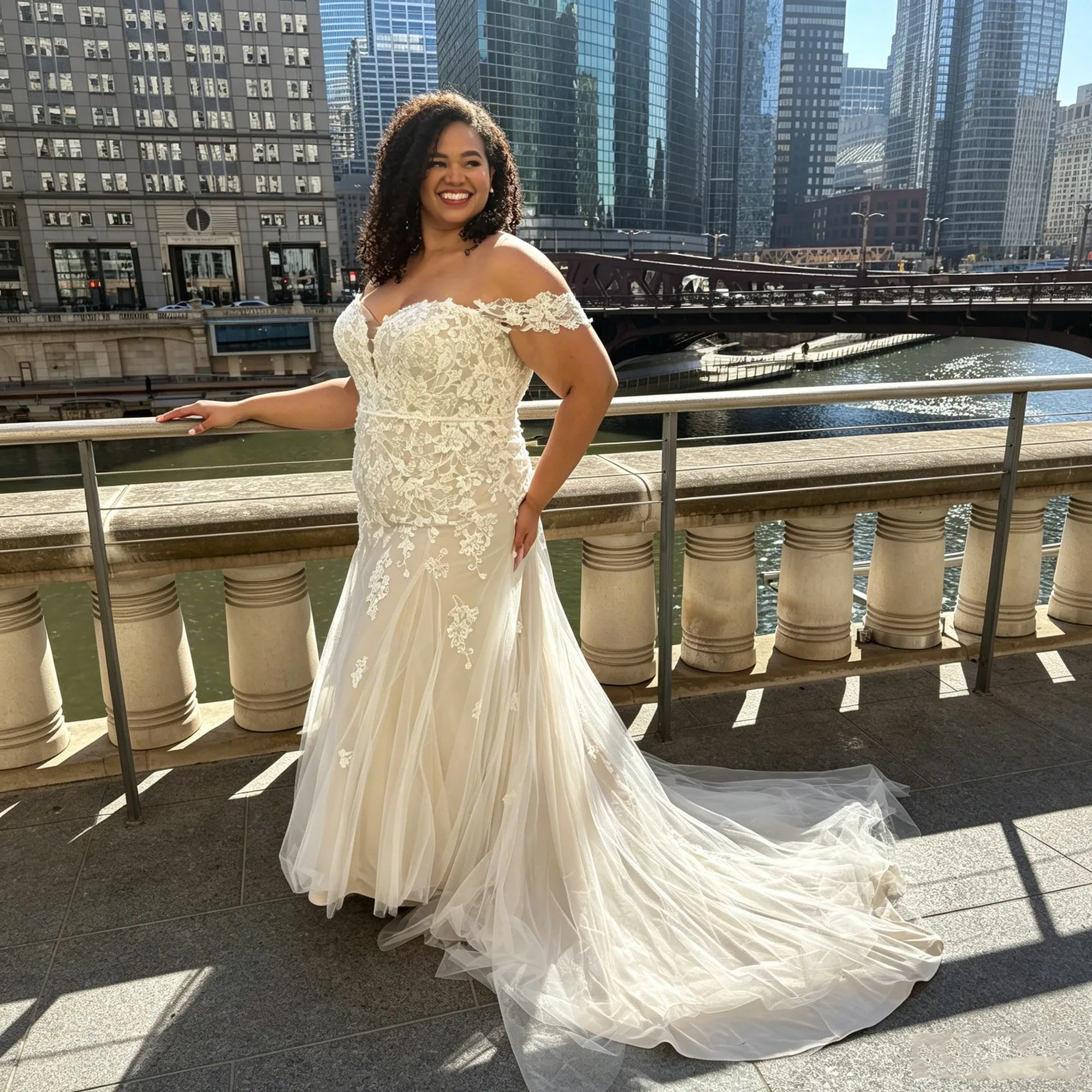 

Plus Size Lace Mermaid Wedding Dress 2026 Off Shoulder Bridal Gown Romantic Civil Wedding Reception Dress for Women Customized