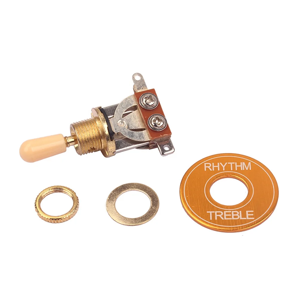 

3 Way Toggle Switch for Electric Guitar Copper Aluminum Durable Replacement Parts Rhythm Treble Washer Ring Gold Switch