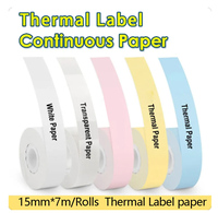 Phomemo D30 Continuous Color Label Paper(15mm X 7m), Compatible for D30 D35 Q30 Label Maker, Thermal Printing Inkless & Clean