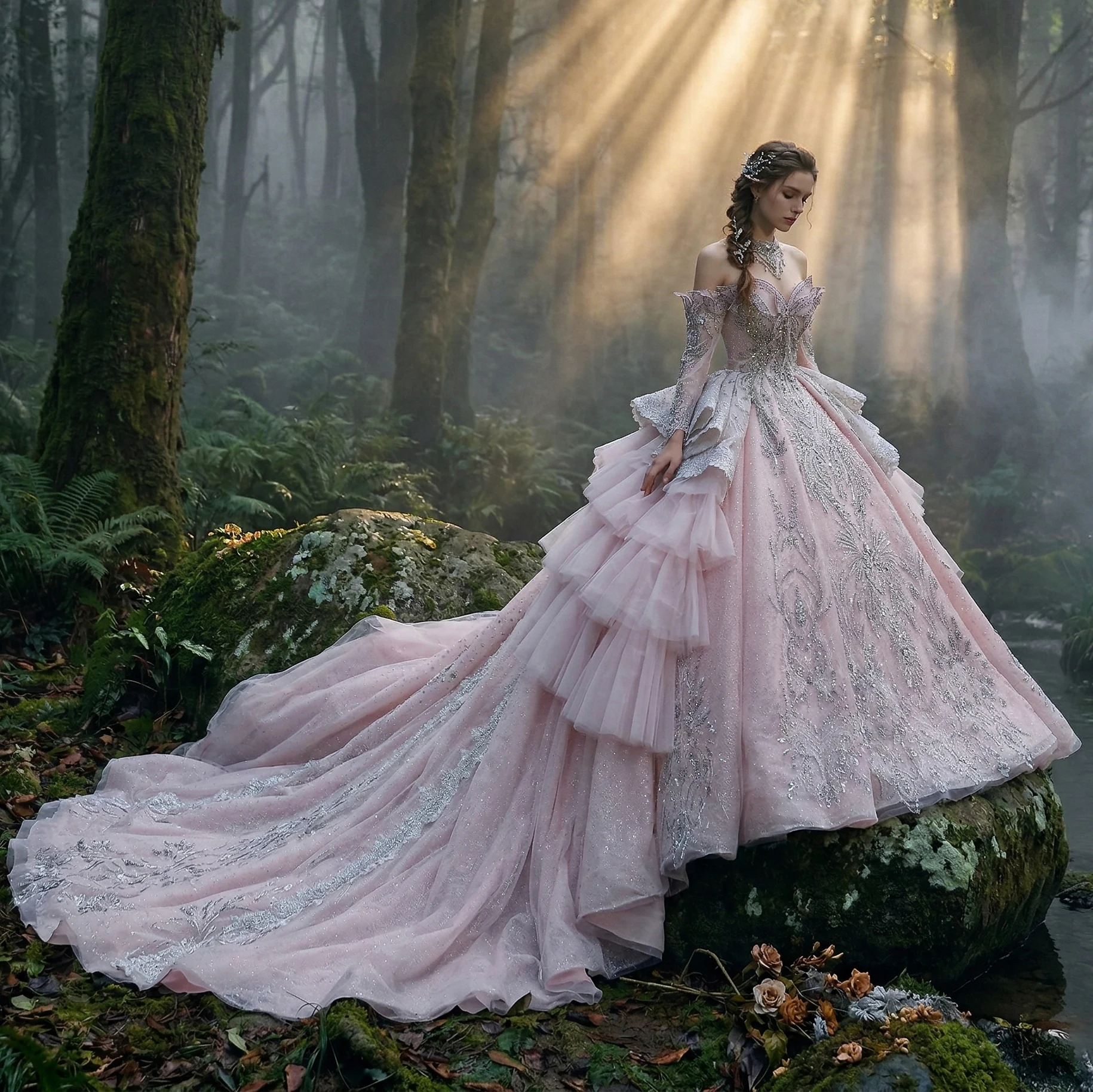

Sharon Said Luxury Pink Sweetheart Off Shoulder Wedding Dress with Heavy Crystal Beaded Women Party Bride Gowns SW608 Customized