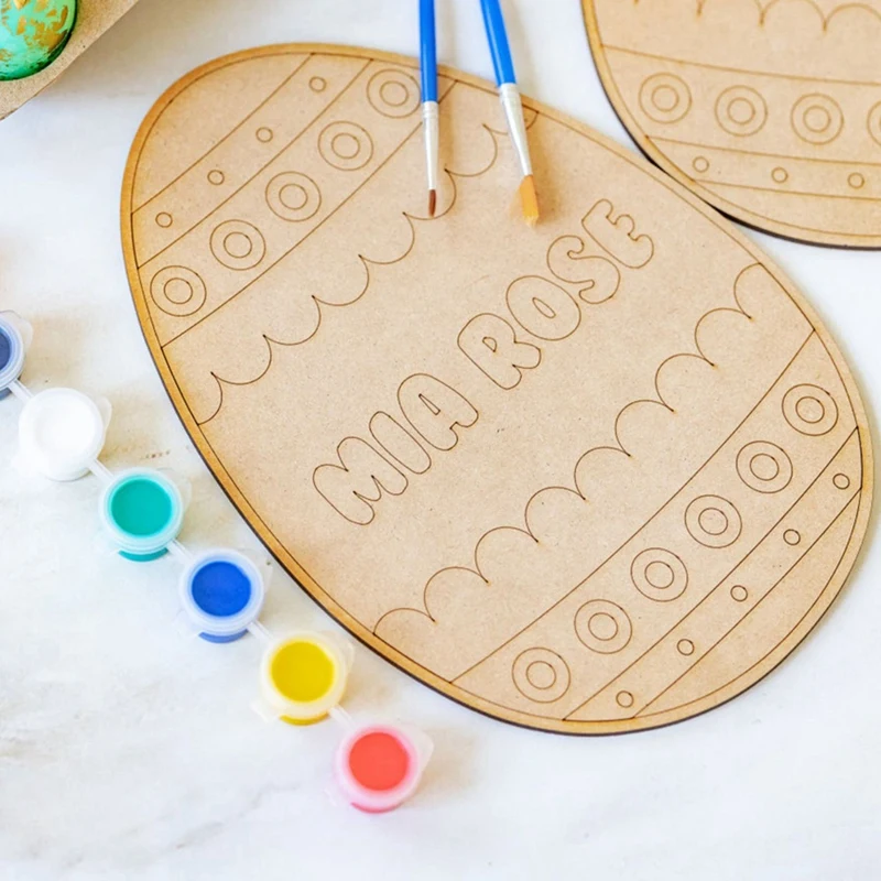 Kit di pittura per uova di pasqua personalizzato pennello per uova in legno vernici decorazione pasquale con Doodle Kid per cestino di Design fai da te