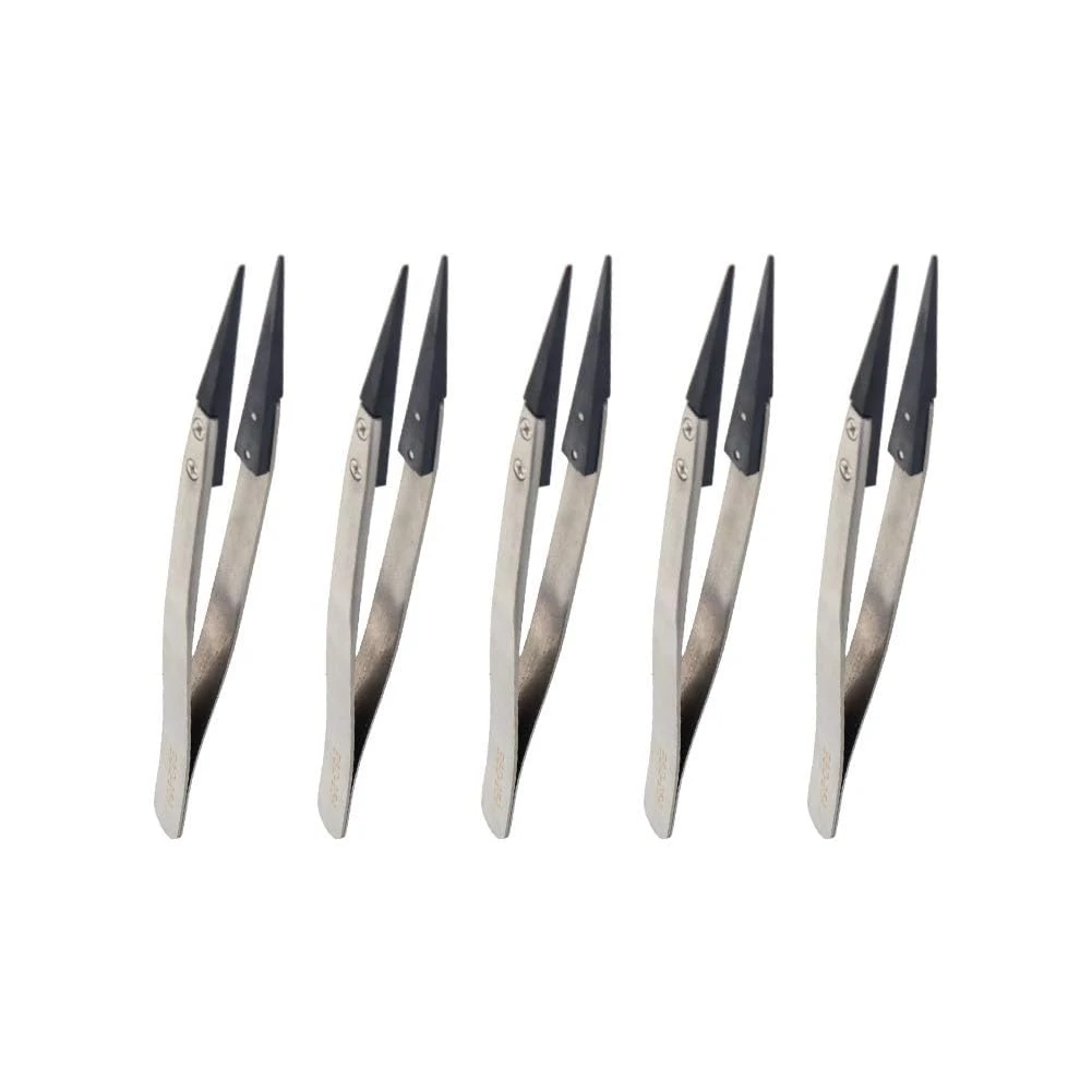 1pc ESD-259 Precision Anti-Static Carbon Fiber Tweezers-Stainless Steel Precision Pliers,Used For Crafts,Jewelry, Electronics