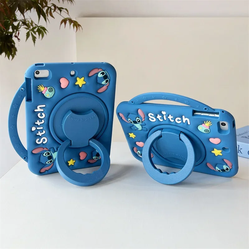 

For IPad 9 8 7th Generation Air Mini 2 3 4 5 6 10.9 Pro A16 11inch Child Case Cartoon Stitch Silicone Tablet Protective Case