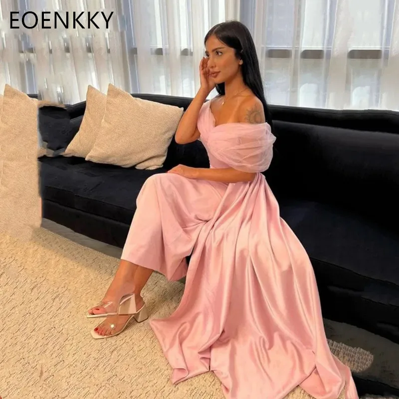 

EOENKKY Elegant Women's Prom Dress Sexy Off the Shoulder Short Sleeve High Waist Evening Dresses Dubai Arab Formal فساتين سهرة