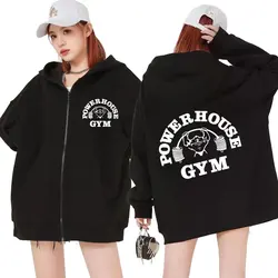 Powerhouse Gym Zipper felpa con cappuccio uomo moda donna Gothic Zip Up Geek Fitness felpe felpa giacca oversize cappotti Streetwear