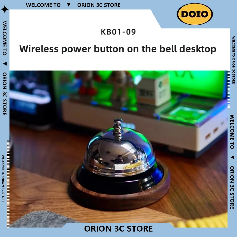 DOIO KB01-09 Carbon steel black walnut fuselage open bell starter Desktop Wireless power key External desktop switch Portable