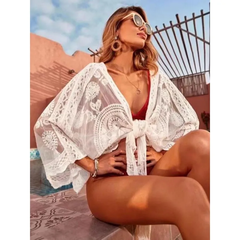 

M 80210 Summer Cardigan Jacket Women's Lace Shirt Sun Protection Cross-Border Mainstream Fashion Outerwear Spring 2026