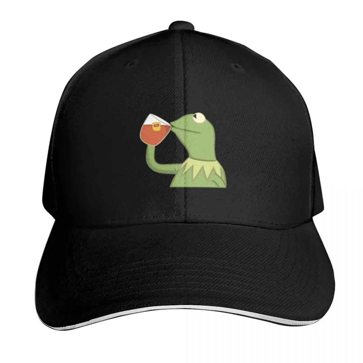 Kermit Sipping Tea Meme Baseball Cap Six Panel Structured Crown Sun Protection UPF 50+ Breathable Mesh Back