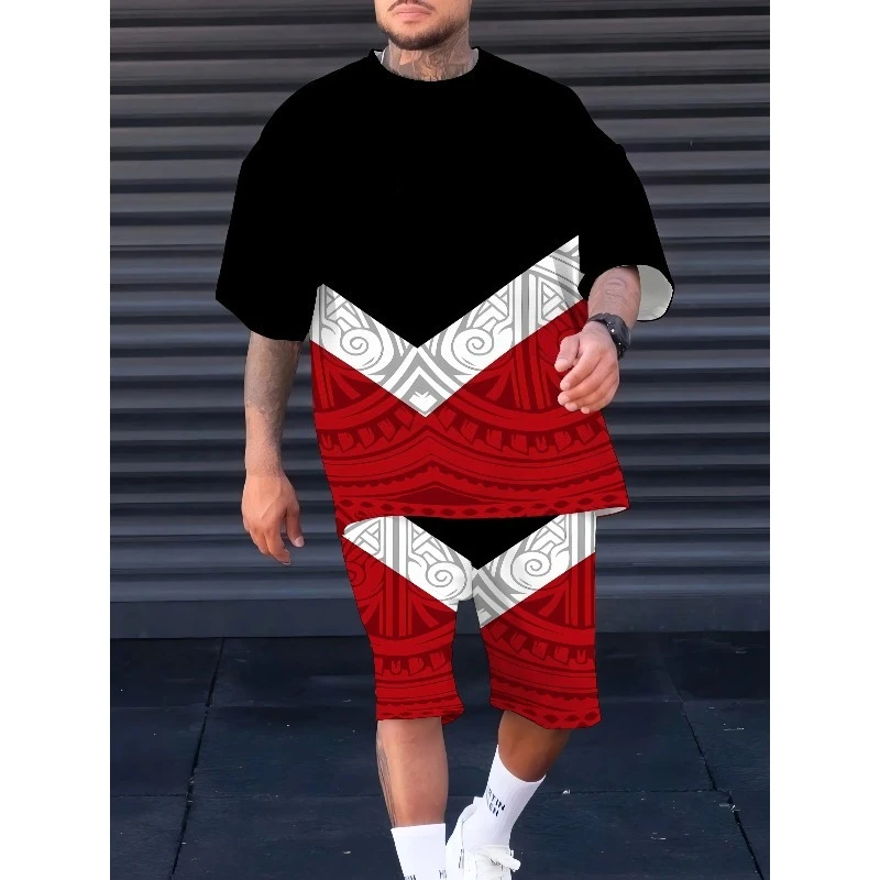 2025 Summer New Men's 3D Printed Casual Fashion Outdoor Street Wear Trendy Daily Sportswear