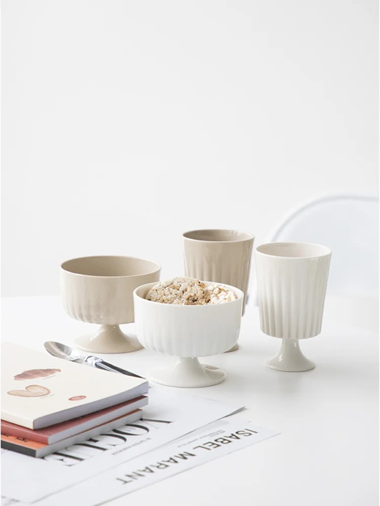 

Simplified Cerc High Leg Dert Bowl for Home Use Ice Cr Bowl Yogurt Bowl Ins Breakfast Fruit Ice Cr Bowl
