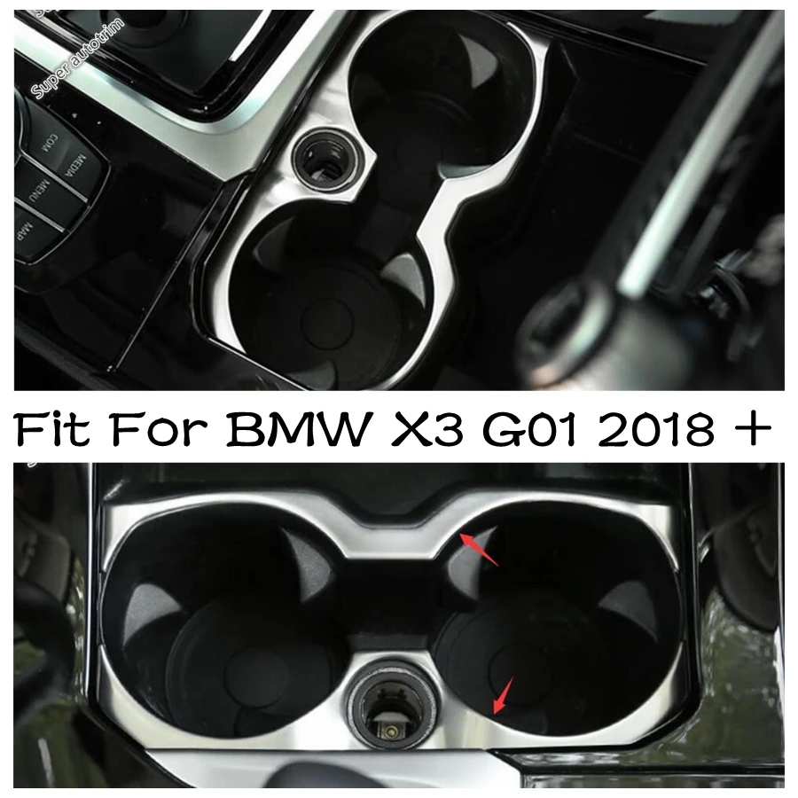 

Front Seat Water Cup Bottle Holder Frame Cover Trim 2 Piece Fit For BMW X3 G01 2018 - 2023 Stainless Steel Interior Accessories