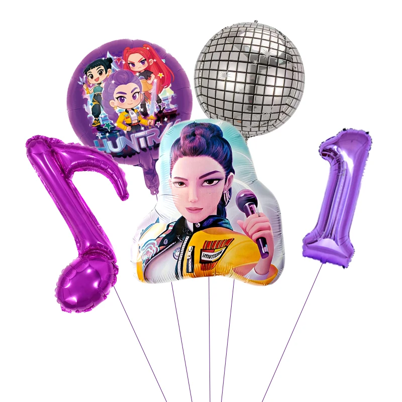 1 Set Kpop Music Theme Purple Balloon Gilrls Happy Birthday Party Decoration Kids Baby Shower Gifts Supplies - view 2