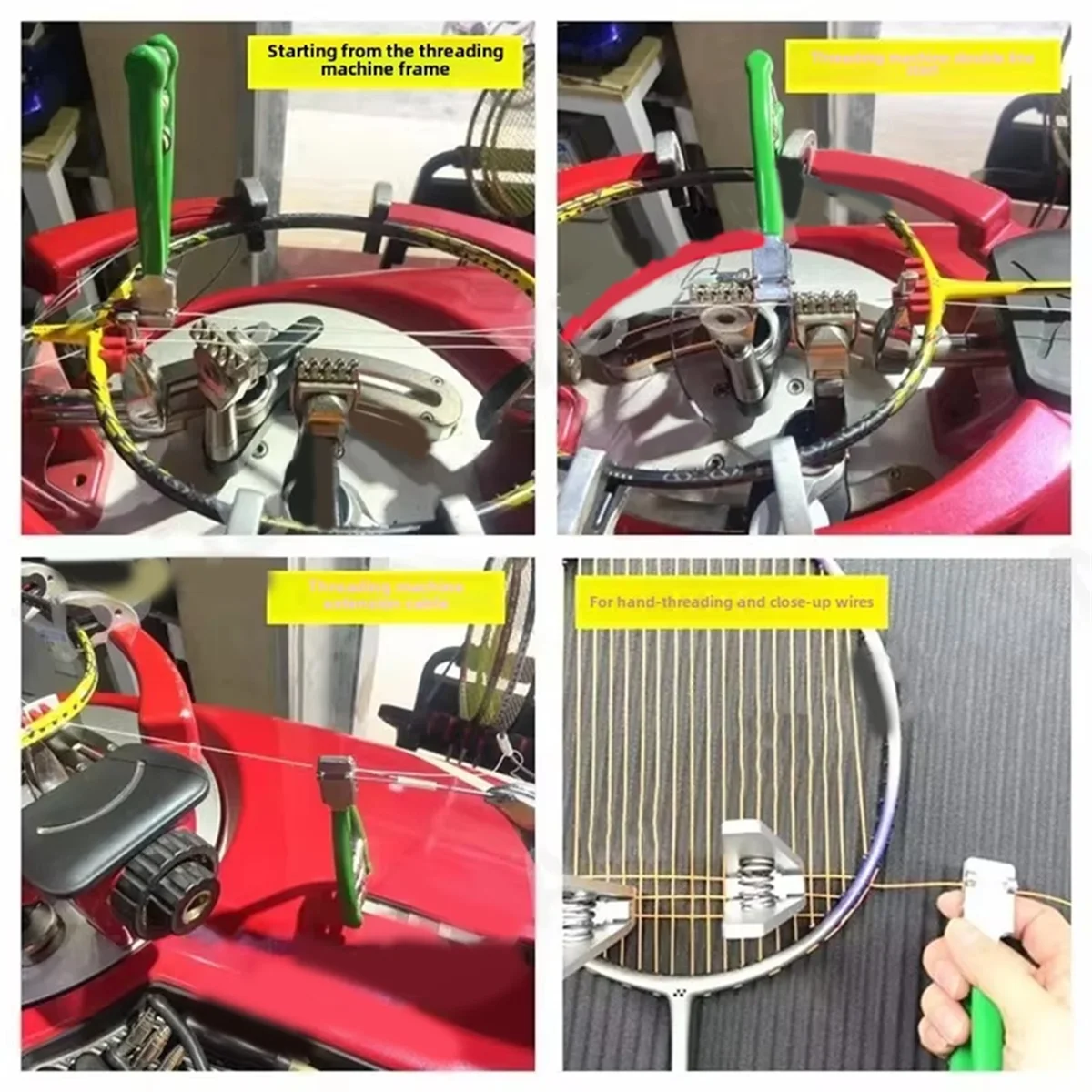 At59 máquina de amarrar começando profissional universal cabeça larga braçadeira para acessórios raquete badminton tênis preto