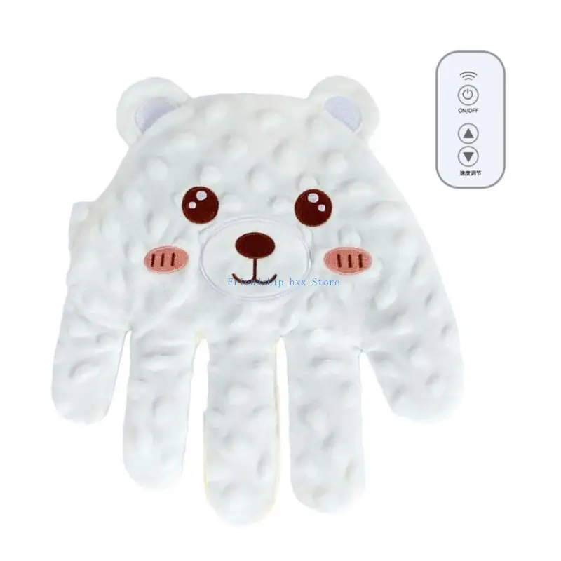 F1CB Soothing Hand for Baby Infant Anxious Mood Relief Soft & Breathable Cartoon Animal Appease Doll Toy with Remote