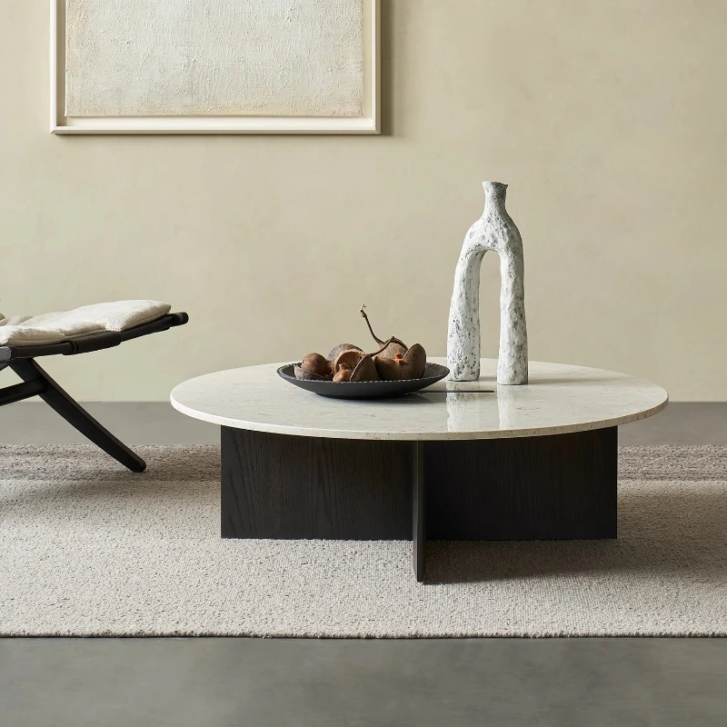 

Log color living room modern light luxury small round tea table designer