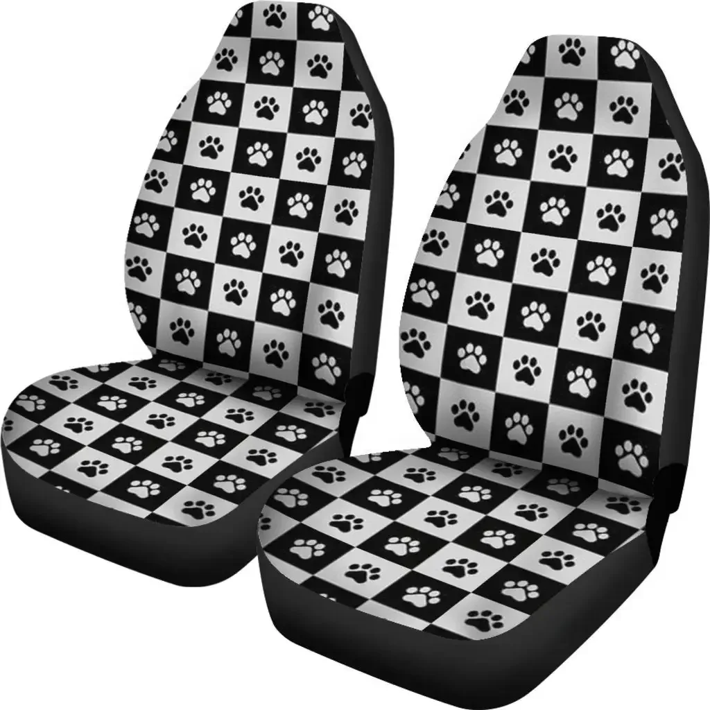 Dog Paws Print Car Seat Covers Set 2 Pc, Car Accessories Seat Cover