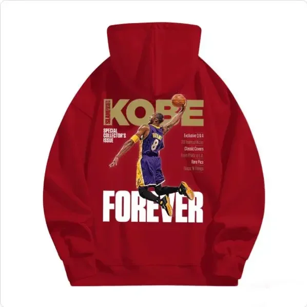 Men's Kobe Bryant Commemorative Hoodie Sweatshirt - Long Sleeve, Crew Neck, Printed Classic Dunk Scene, 