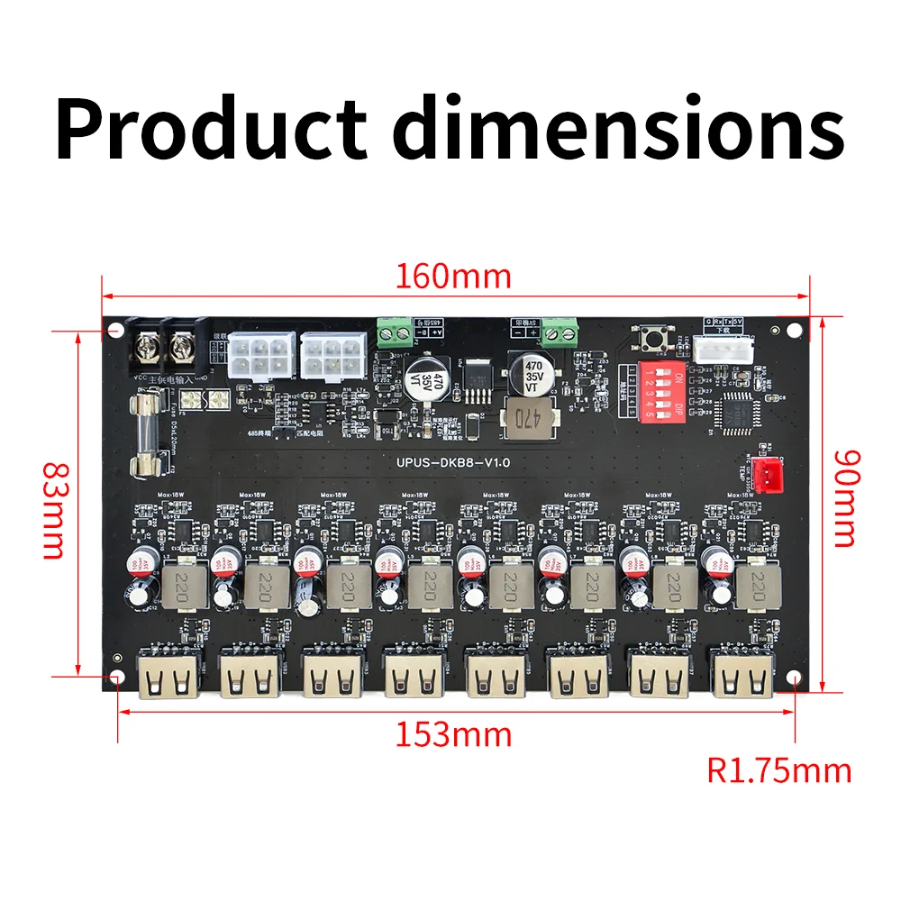 Smartphone self-service charging locker hardware development PCBA circuit board 8USB port electronic control board