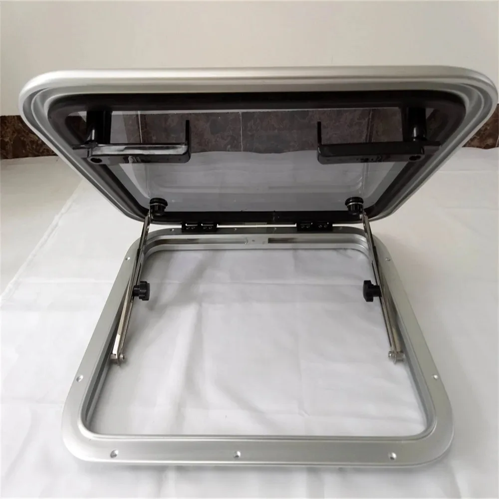 

Customized New Condition Rectangular Escape Hatch Porthole Window Tempered Glass Aluminum Trim for Marine Boat RV Yacht Deck