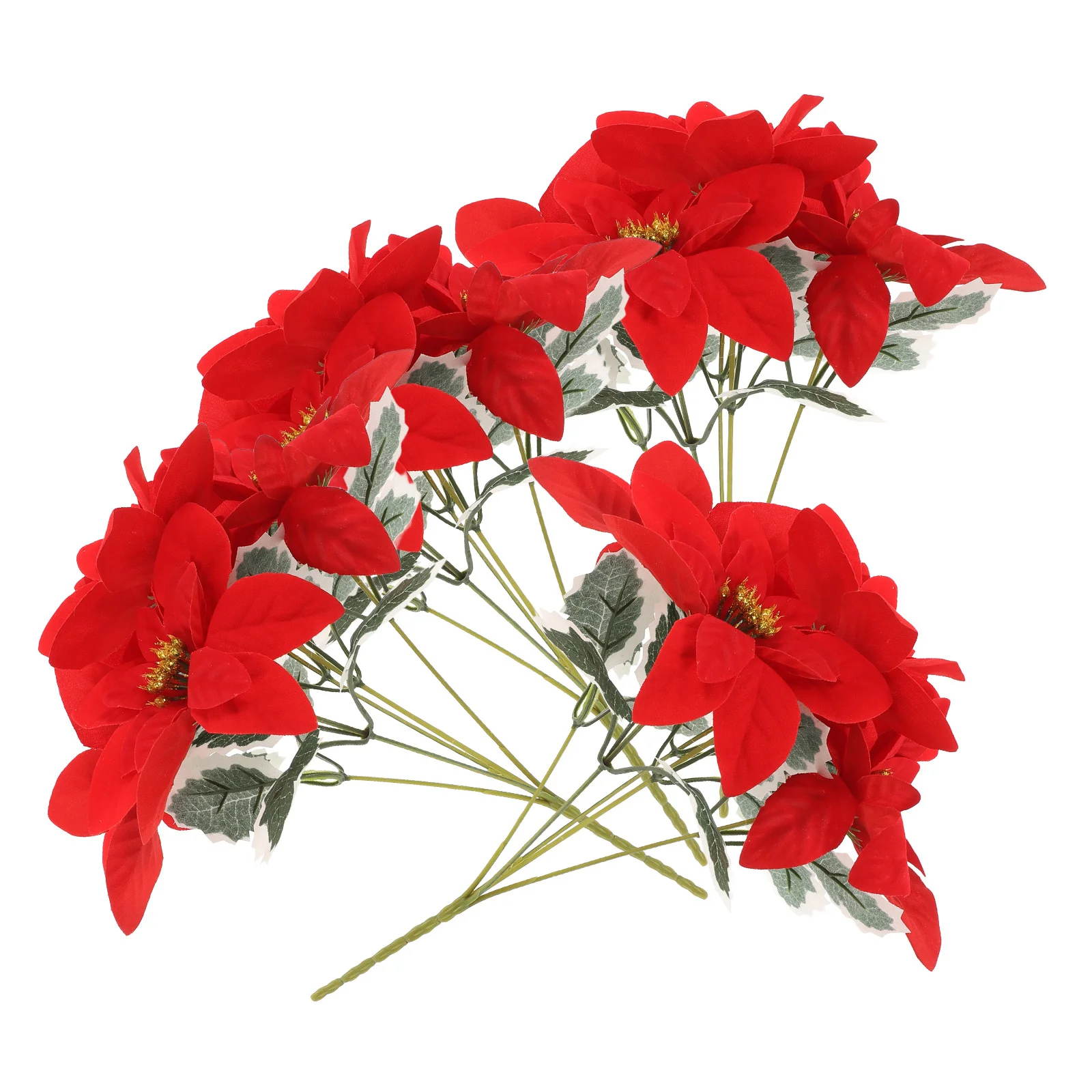 

4Pcs Red Poinsettia Artificial Flowers Longlasting Winter Decor for Indoor Outdoor Holiday Party Centerpiece Arrangement