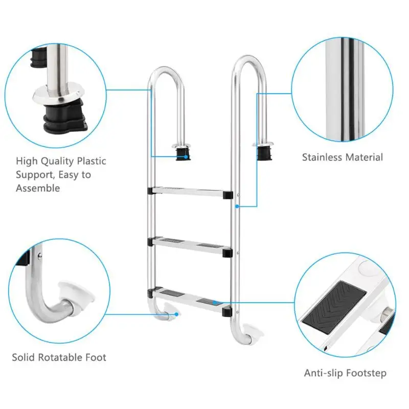 Swimming pool ladder 2-step pedal step stainless steel replacement anti-skid accessories specially designed for ground