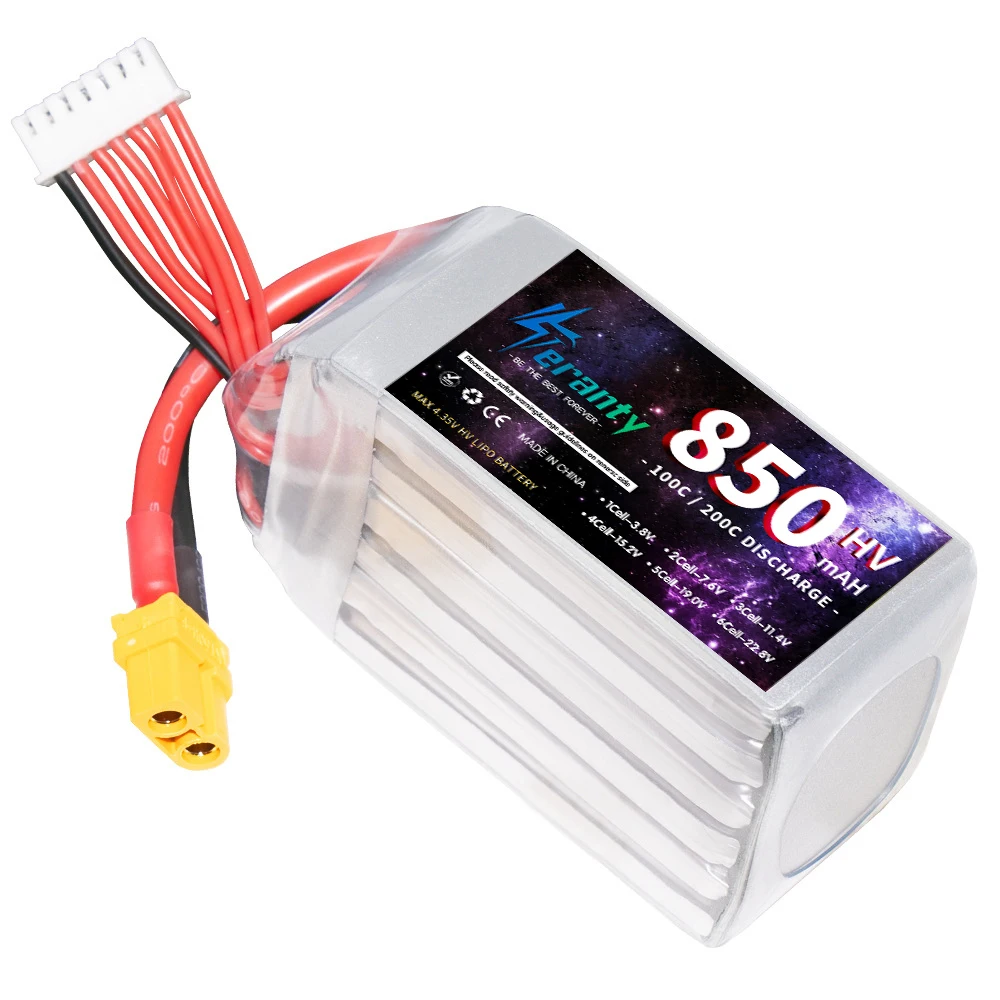 TERANTY 850mAh 22.8V 6S 100C HV Lipo batteria XT30 XT60 spina per FPV Racing Drone lunga durata della batteria