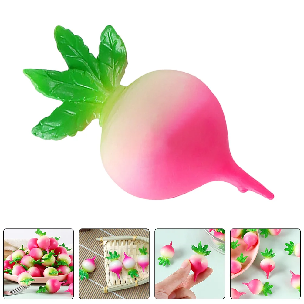 

6pcs Mini Simulated Resin Radish Artificial Vegetable Decor For Kitchen Home Office Display Party Decoration Fake Radish Props