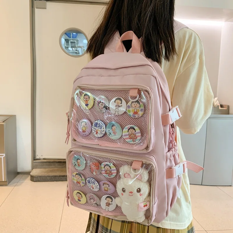 ญี่ปุ่น Kawaii Itabag ผู้หญิงใหม่ 2024 โปร่งใสกระเป๋าเป้สะพายหลังผู้หญิงขนาดใหญ่ความจุ Ita กระเป๋าเป้สะพายหลังโรงเรียนกระเป๋าสําหรับวิทยาลัยนักเรียน JK