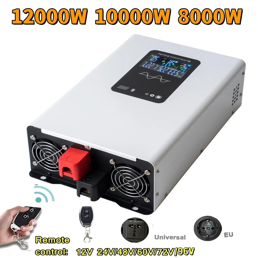 

10KW Pure Sine Wave Inverter 96V To 220v 230v 240V 10000W Power 24V 48V 60V 72V Converter Solar Car Inverters Grid Tie Inversor