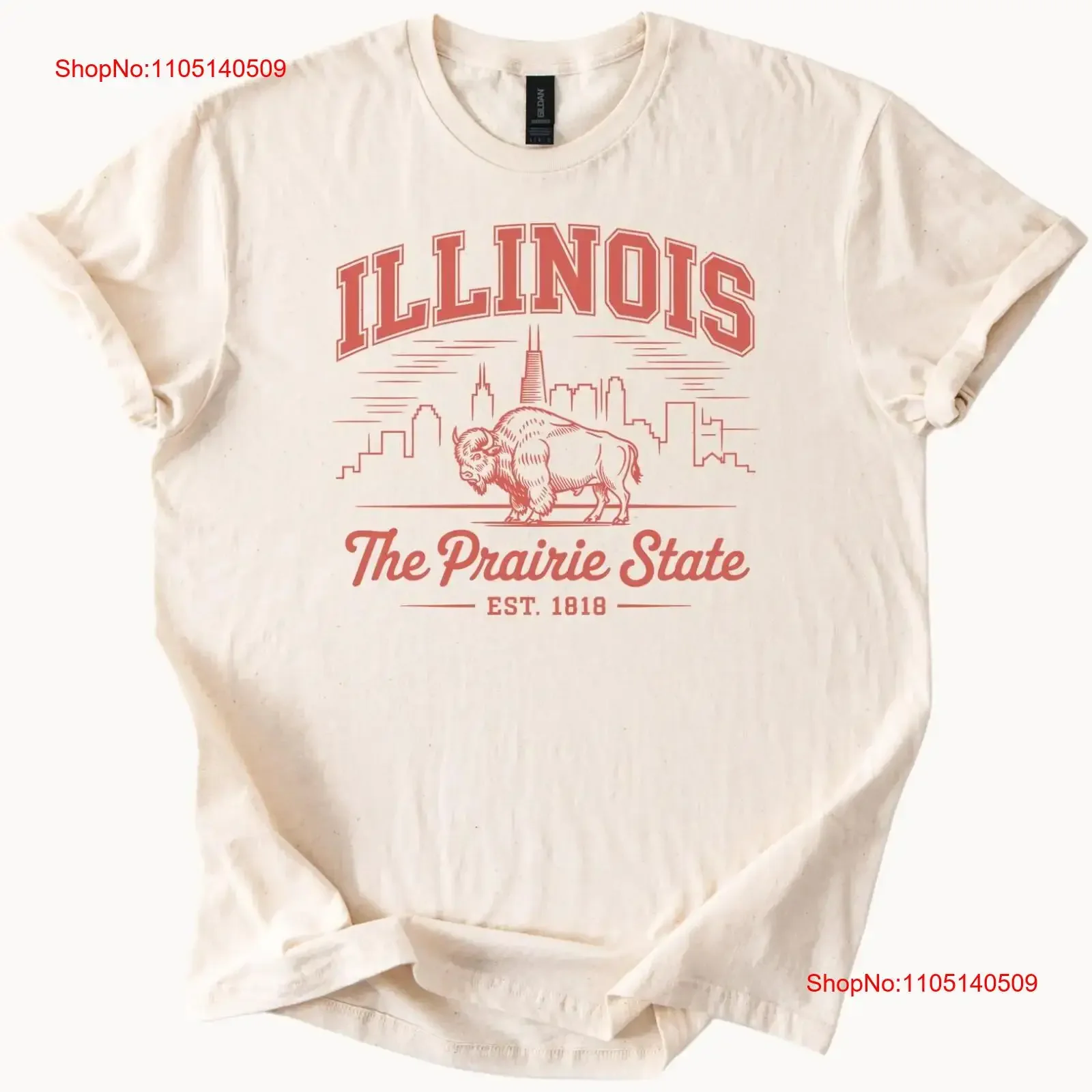 Illinois Bison T Shirt Prairie State vintage Washed Breathable Unisex Soft Casual streetwear Versatile Slightly Stylish homme