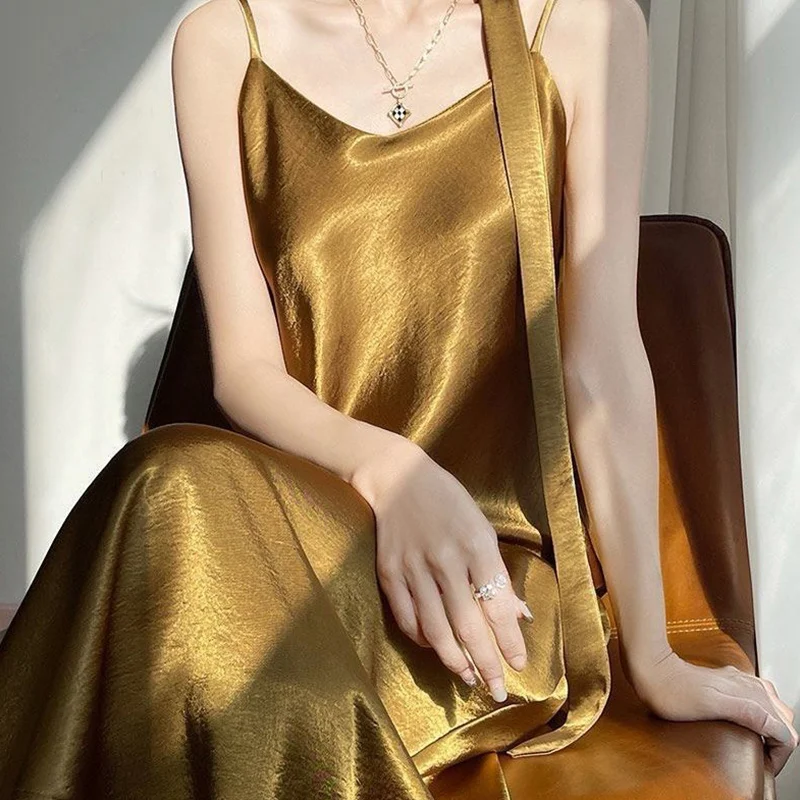 

Летнее платье-комбинация, женское модное свободное однотонное длинное платье с v-образным вырезом, женская одежда больших размеров, простое платье-комбинация, новые платья