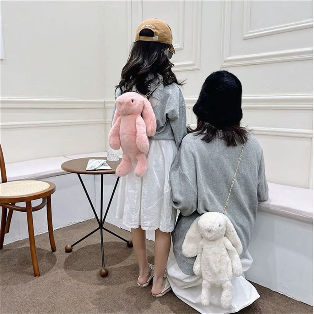 Casual Fashion Long Ear Plush Shoulder Bag Chain Strap Handbag Crossbody Bag Rabbit Doll Bunny Rabbit Plush Bags For Girls