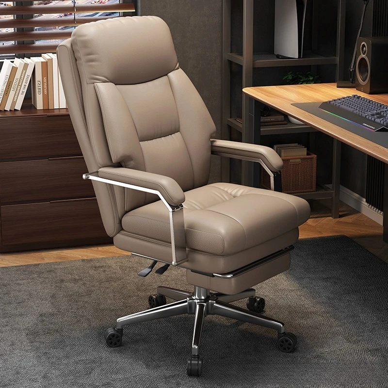 Leather boss chair, home study table can rest for lunch, computer, massage sofa, comfortable and sedentary