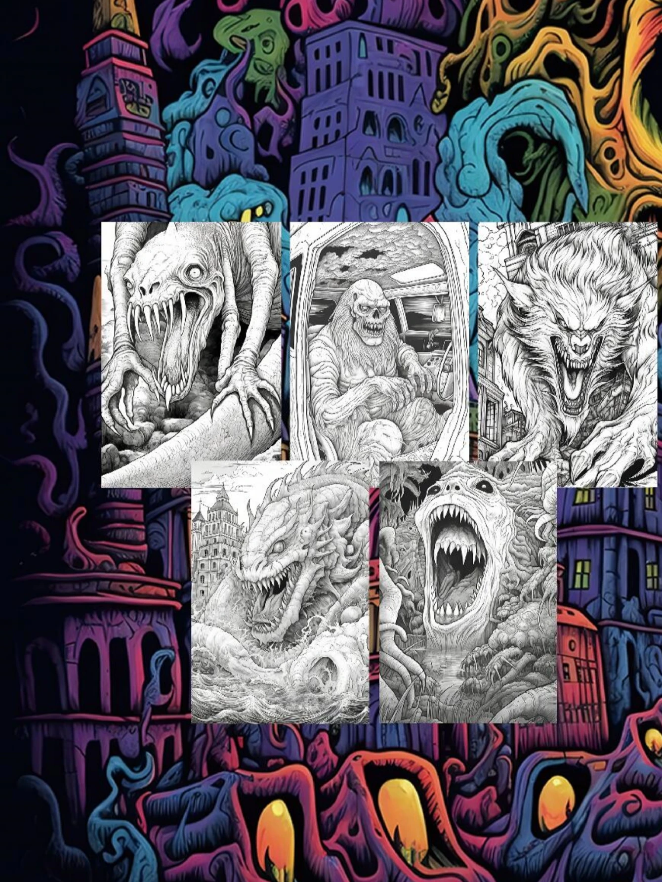 كتاب تلوين على شكل وحش ، أصلي ، ورق مطور ، سميك ، 20 صفحة ، كتب تلوين ، هدية للعطلات ، الكريسماس ، جديد ، 1 عرض #2