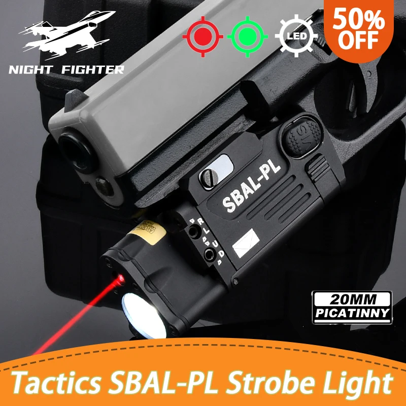 

SBAL-PL Flashlight Pistol Metal SBAL-PL Strobe/Constant Light With Red/Green Laser Sbal PL Weapon Light 20MM Rail Hanging Weapon