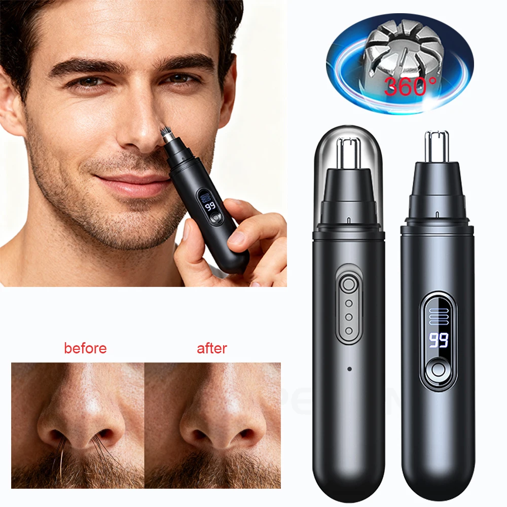 ماكينة تشذيب شعر الأنف الكهربائية غير المؤلمة بجيب صغير، ماكينة تشذيب شعر الأنف متعددة الوظائف قابلة لإعادة الشحن للرجال